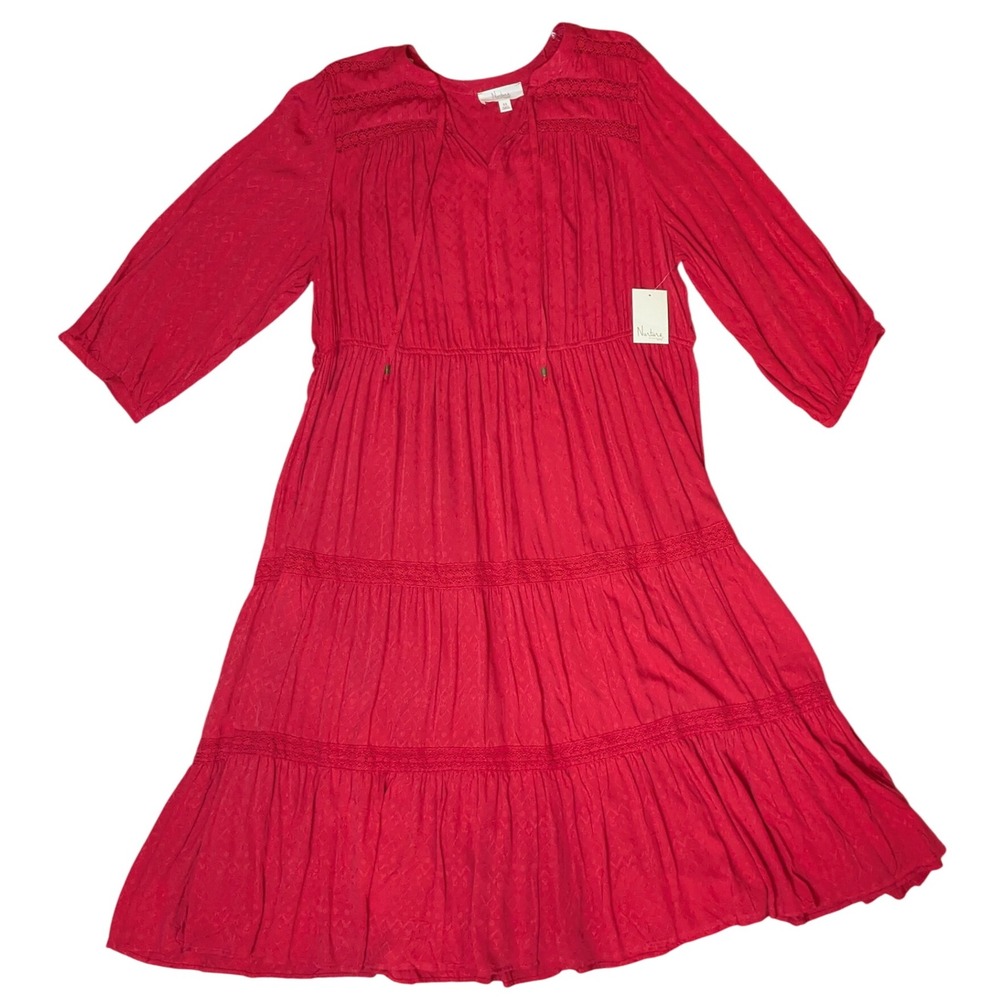 NWT Nurture By Westbound Woman Red Boho Flowy Long Sleeve Maxi‎ Dress Women's 3X